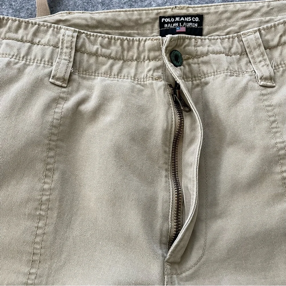 VTG Polo Jeans Co Ralph Lauren Cargo Pants Mens 38x30 (~26.5) Khaki Y2K Utility - Picture 4 of 16